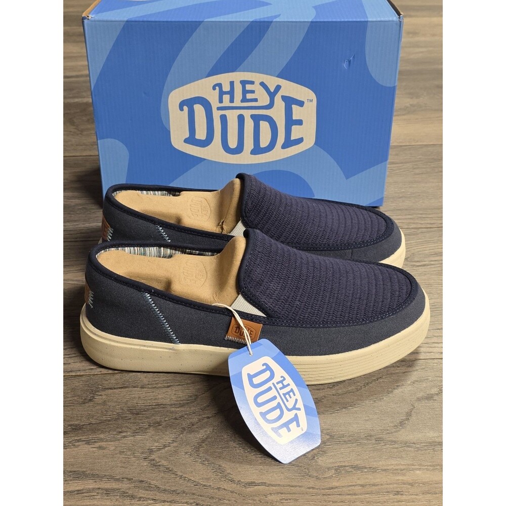 Hey Dude Sunapee M Coastline Navy Canvas Slip-On Round Toe Men’s US 7 Women's 9